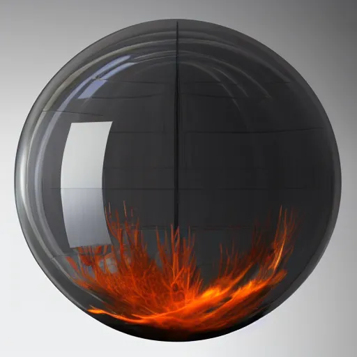 Image similar to fire and haze inside a transparent sphere, vray