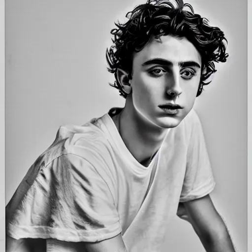 Prompt: poster portrait of timothee chalamet by ludwig hohlwein