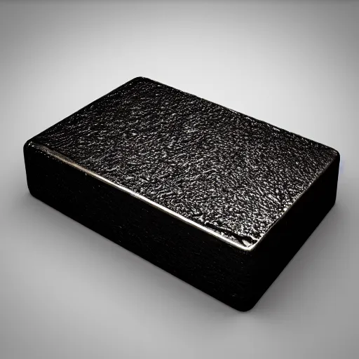 Image similar to dark black ingot that has tiny imperfections, insane details, sharp focus, octane render