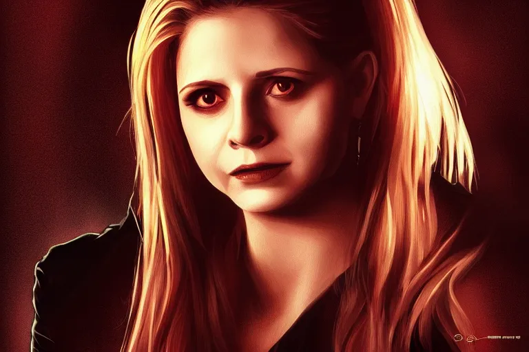 Image similar to Buffy Summers as a vampire, studio portrait, dramatic lighting, trending on artstation