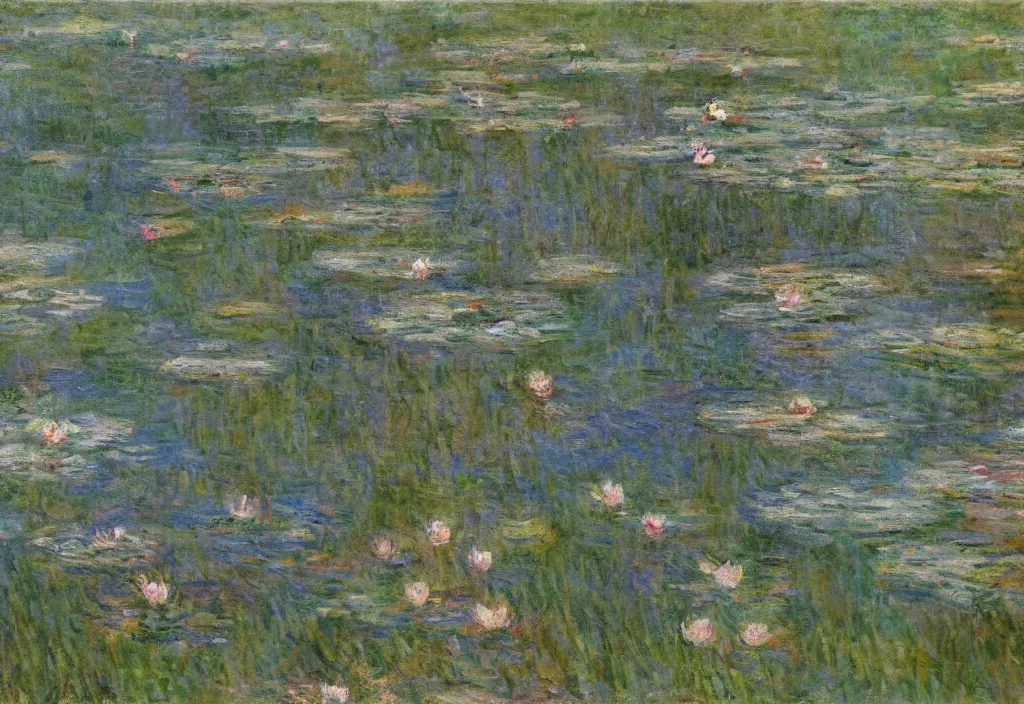 Image similar to a beautiful painting of a pond in spring time by Monet, Wes Anderson, James Jean, trending on Artstation, 4k