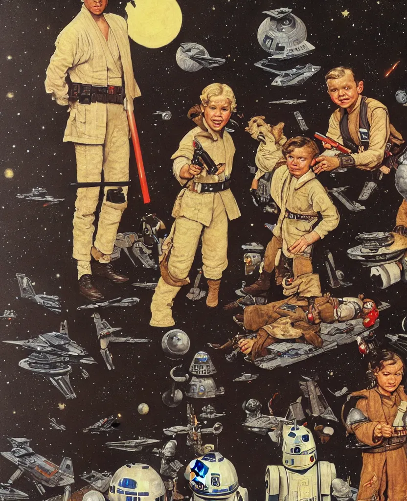 Image similar to star wars by norman rockwell, detailed painting, 8 k