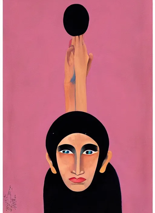 Image similar to a painting of a person with a pink background, a minimalist painting by Francesco Clemente, behance, suprematism, poster art, concert poster, movie poster