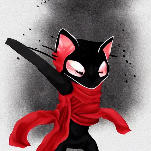 Image similar to ninja cat , digital art , trending on artstation