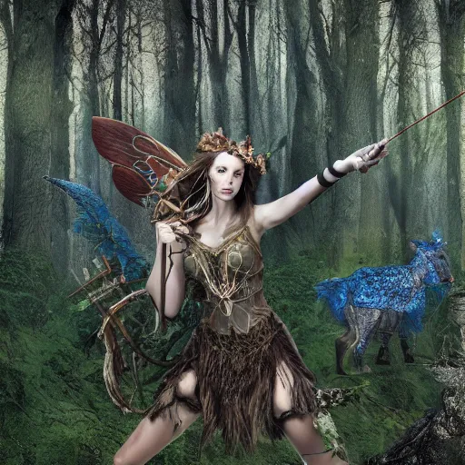 Image similar to huntress, fairy tale; forest; goddess of the hunt; Ferdinand Khab; deep woods; warrior woman; archery, Art of Illusion, Artrift, finalRender, Flickr, IMAX, Polycount, r/Art, shadow depth, Sketchfab, Sketchlab, Substance Designer, VRay; trending on r/deepdream; AppGameKit, recursive ray tracing; volumetric lighting; ambient occlusion, Hyper detailed digital matte painting, concept art, hyperrealism, Cinema 4D, 8k resolution, 64 megapixels, bokeh, CGSociety, ZBrush Central, behance HD, hypermaximalist, a masterpiece, 4K, Ukiyo-e, film noir, neon, beautiful, deep colors, bright, amazing, gorgeous, wonderful, great, marvelous, fantastic, magnificent, excellent, fabulous, lovely, astonishing, outstanding, splendid, glorious, mist, by Gustav Klimt and Gustave Doré,