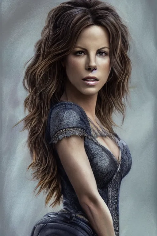 Prompt: Kate Beckinsale as a heroine in a t-shirt and jeans, intricate, elegant, highly detailed, centered, digital painting, artstation, concept art, smooth, sharp focus, illustration, XF IQ4, 1/160s, 8K, RAW, unedited, balance, in-frame, art by artgerm and donato giancola and Joseph Christian Leyendecker, Ross Tran, WLOP