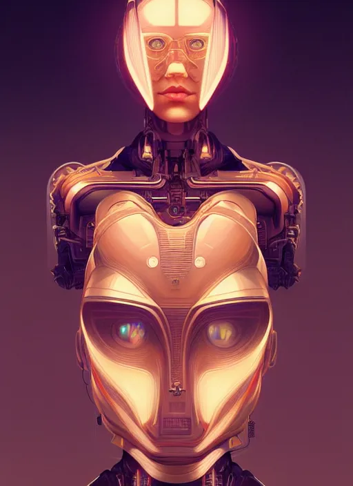 Image similar to symmetry!! portrait of robot, sci - fi, intricate, highly detailed, dynamic lighting, digital art, digital painting, artstation, wlop, sharp focus, illustration, art by artgerm and greg rutkowski and alphonse mucha, 8 k