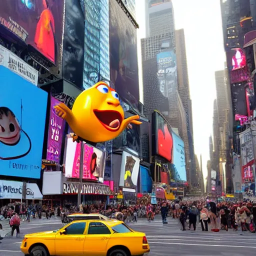 Image similar to Pixar Flying saucer abducting people in times square