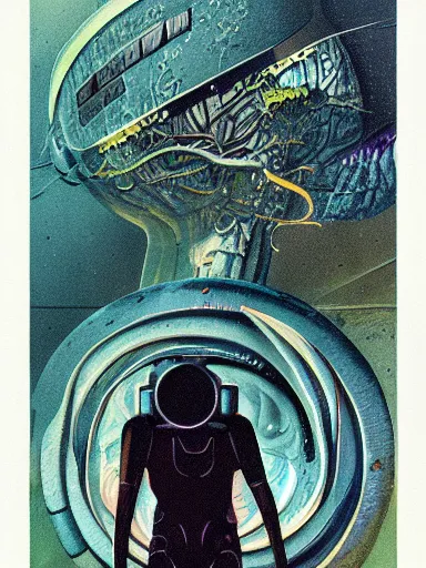 Image similar to dark retro illustration 1 9 7 5 science fiction, gouache and ink, art sussman, mohrbacher, retro futurism