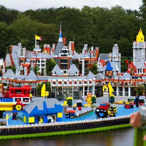 Image similar to boris johnson working at legoland windsor, reality, realistic, detailed, 8 k, award winning, wide shot,