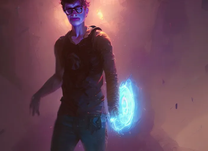 Prompt: a pissed right off genetically engineered nerd, by greg rutkowski, blue and purple lighting, digital art, ultra realistic, ultra detailed, photorealistic, 4 k, character concept