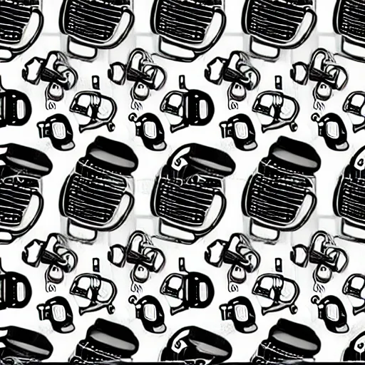 Image similar to seamless pattern showing microscopes. black and white, drawing, white background, seamless, ornament.