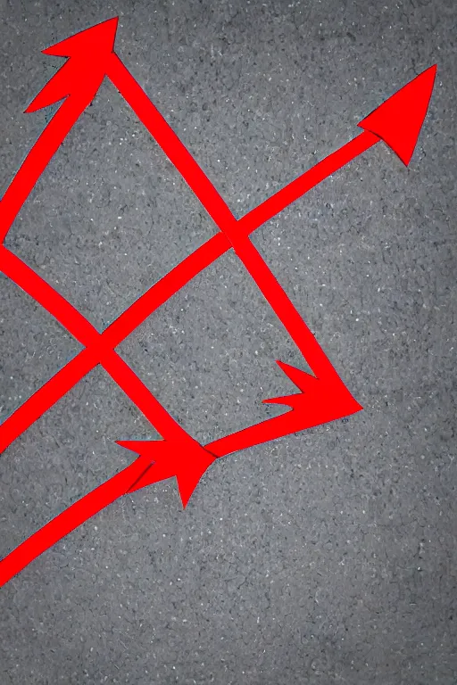 Prompt: a red arrow pointing dramatically in one direction