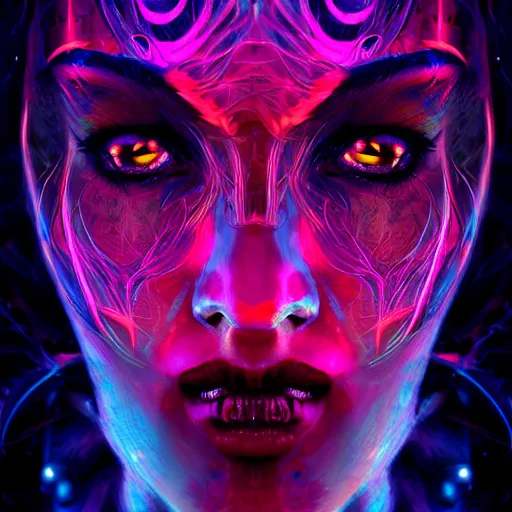 Image similar to fantasy abstract neon faces on a 8k dark background, pattern, by Josan Gonzalez and Bastien Lecouffe-Deharme, so realistic and stunning, untouchable, small brush, elegant.