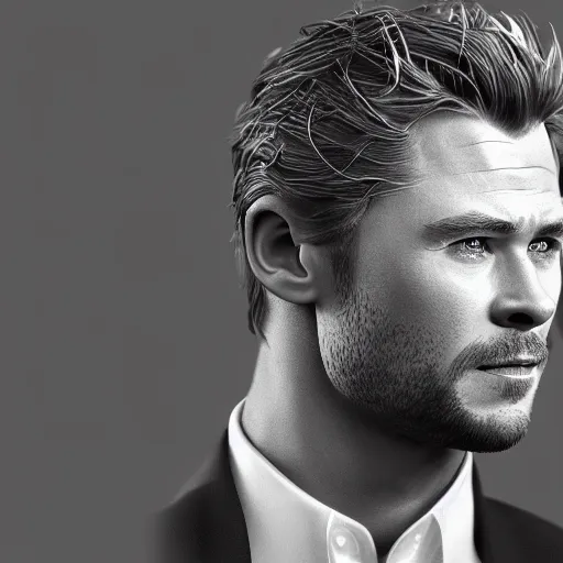 Image similar to Chris Hemsworth and Tom Hiddleston crossbreed, rendered in 3D by Xie Boli, trending on artstation, 4k, 8k, photorealistic imagery, photorealistic details, intricate, highly detailed