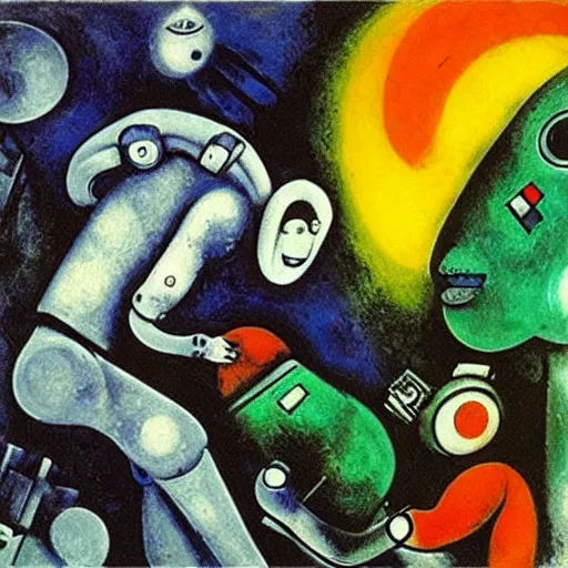 Prompt: Robot Life by Marc Chagall