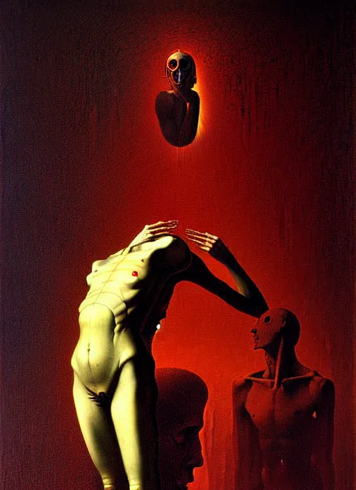 Image similar to machine to become god detailed painting by caravaggio and johann baptist zimmermann and zdzisław beksinski