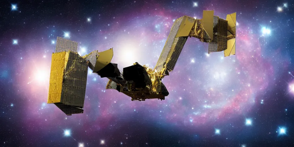 Image similar to Dolly Parton is in space, a camel floating in space, James Webb Space Telescope, photograph, dark matter, galaxies, 50mm, depth of field, photo realistic