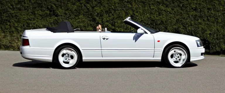 Image similar to Casablanca White Audi A4 B6 Avant Convertible (2002), red soft top roof raised, red interior, created by Barclay Shaw