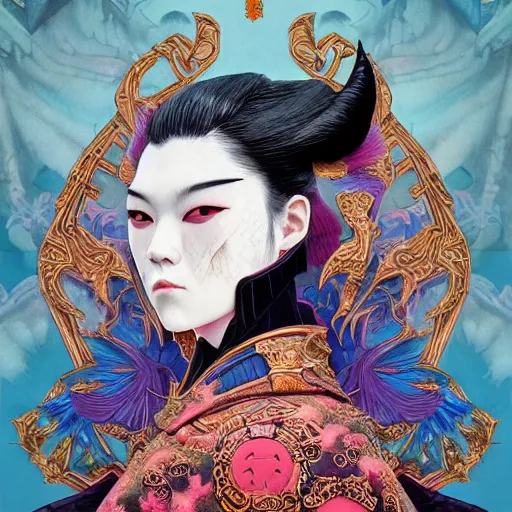 Image similar to samurai batman, dark fantasty :: by Martine Johanna and and Chie Yoshii and Casey Weldon and Guillermo del toro :: ornate, dynamic, particulate, rich colors, intricate, elegant, highly detailed, centered, artstation, smooth, sharp focus, octane render, 3d