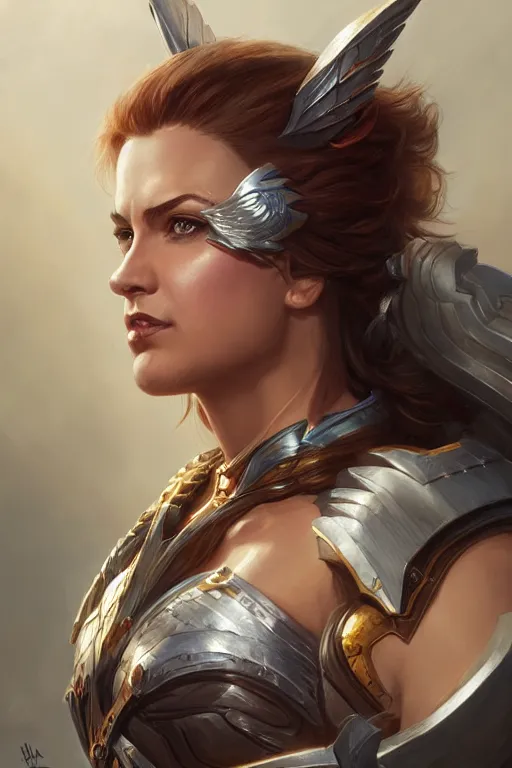 Image similar to amazon valkyrie athena, d & d, fantasy, portrait, highly detailed, headshot, digital painting, trending on artstation, concept art, sharp focus, illustration, art by artgerm and greg rutkowski and magali villeneuve