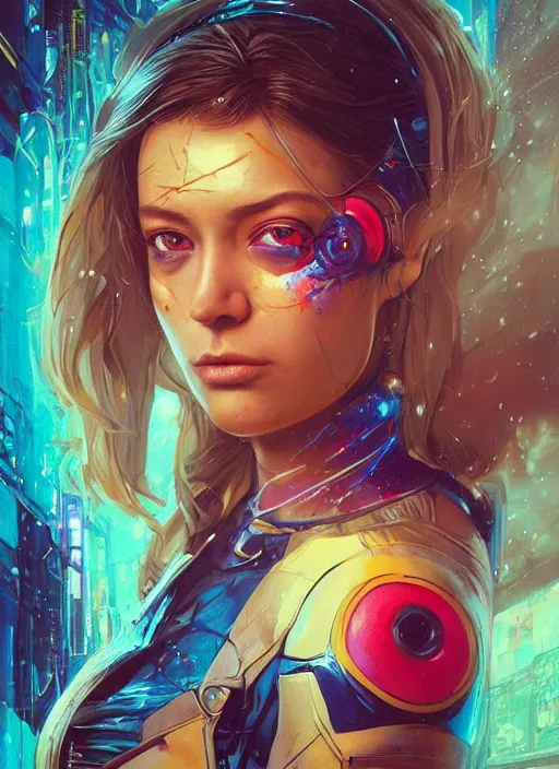 Image similar to beautiful portrait of Lofi cyberpunk Ms Marvel, by Tristan Eaton, Stanley Artgermm, Tom Bagshaw, Greg Rutkowski, Carne Griffiths. trending on DeviantArt, face enhance, hyper detailed, trending on Artstation, 8k, masterpiece, graffiti paint, fine detail, full of color, intricate detail, golden ratio illustration