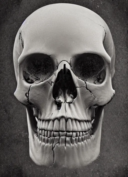 Image similar to a skull melting like oil, photograph, 4 k, black background