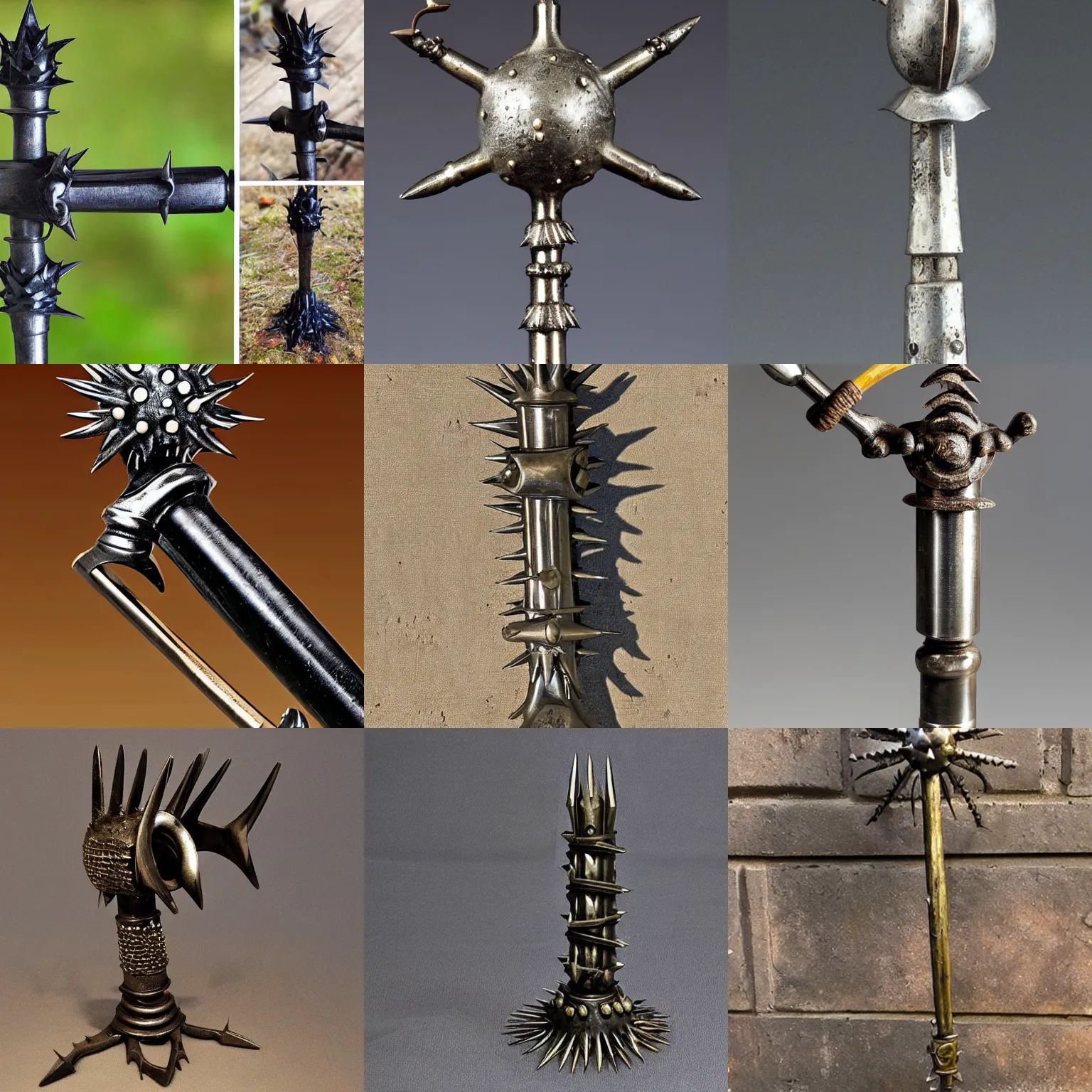 Prompt: A medieval spiked iron mace