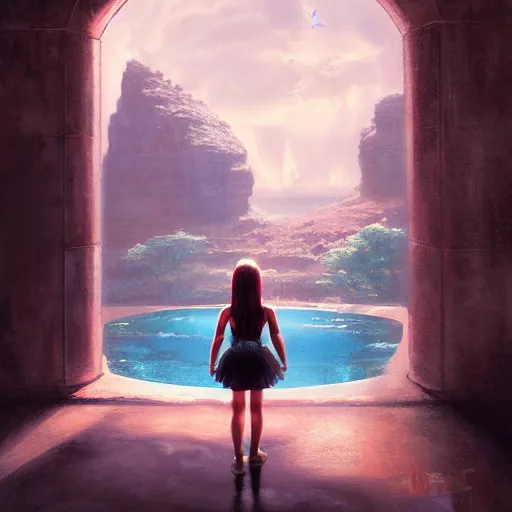 Prompt: dwayne johnson as a beautiful young girl in seductive clothing by ross tran, walking in a castle painted by sana takeda, rtx reflections, very high intricate details, painting, digital anime art, medium shot, mid - shot, composition by ilya kuvshinov, lighting by greg rutkowski