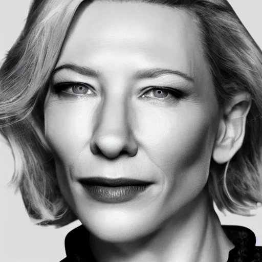 Image similar to xray of cate blanchett, clear shapes, 8k, realistic shading