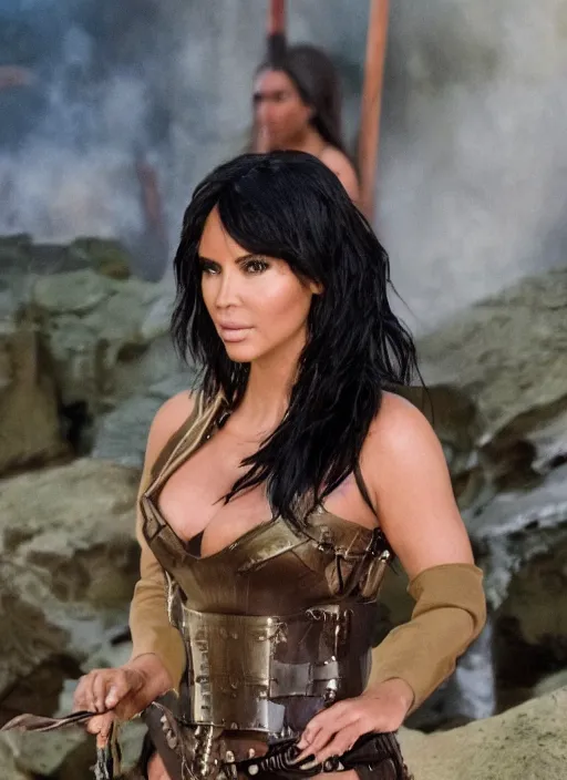 Image similar to movie still of kim kardashian as xena