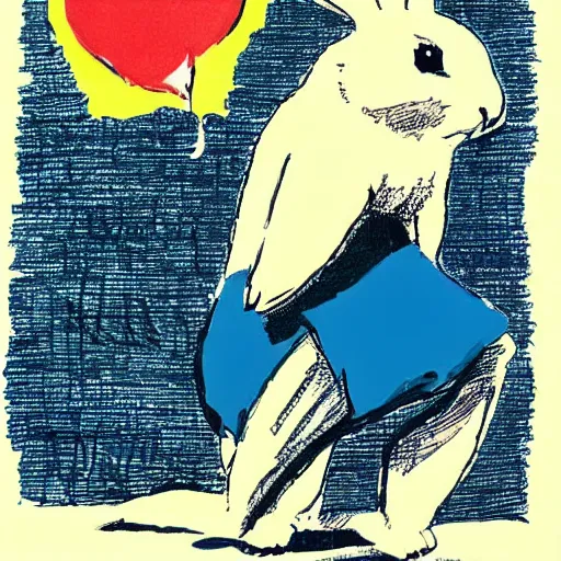 Image similar to a bunny illustration by Raymond Pettibon