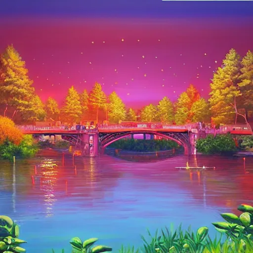 Image similar to Beautiful city of the future in harmony with nature. Nice colour scheme, soft warm colour. Beautiful detailed painting by Lurid. (2022)