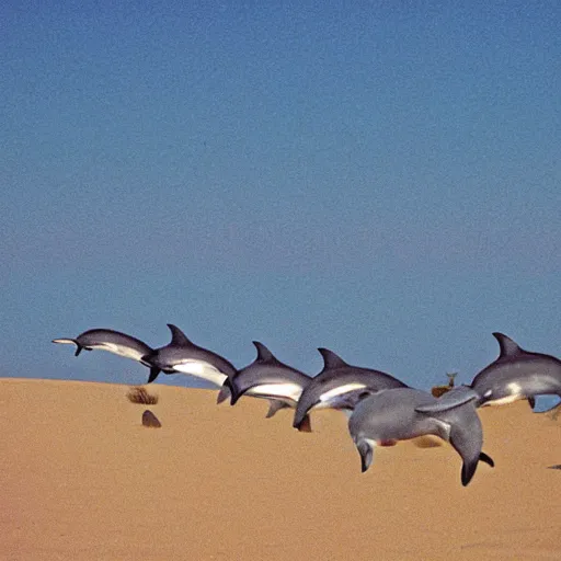 Image similar to dolphins walking in the desert