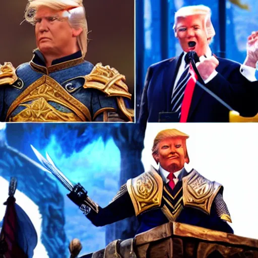 Prompt: donald trump as king anduin in world of warcraft