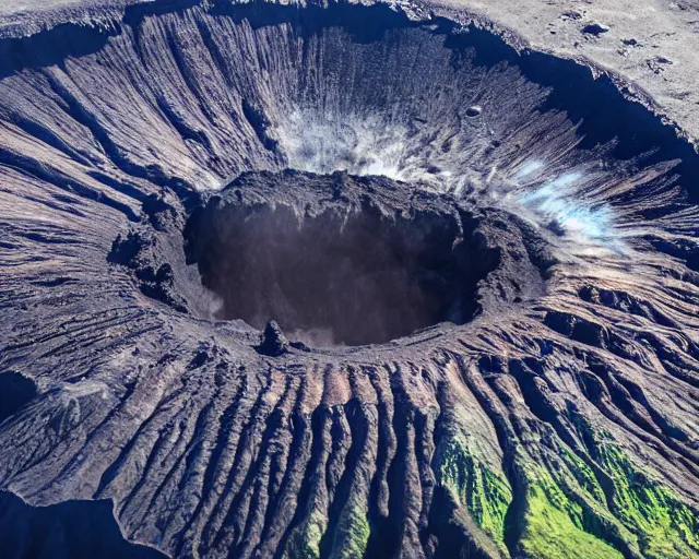 Prompt: 4 k hd, high resolution photograph of volcano eruption, full colour, shot with sigma f / 4. 2, 2 5 0 mm sharp lens, wide shot, high level texture render