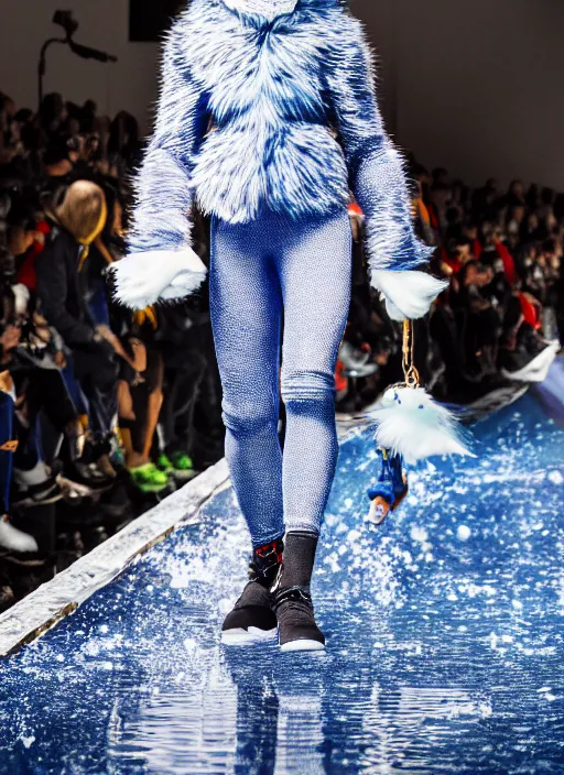 Image similar to hyperrealistic and heavy detailed moncler runway show of sonic the hedgehog, leica sl 2 5 0 mm, vivid color, high quality, high textured, real life