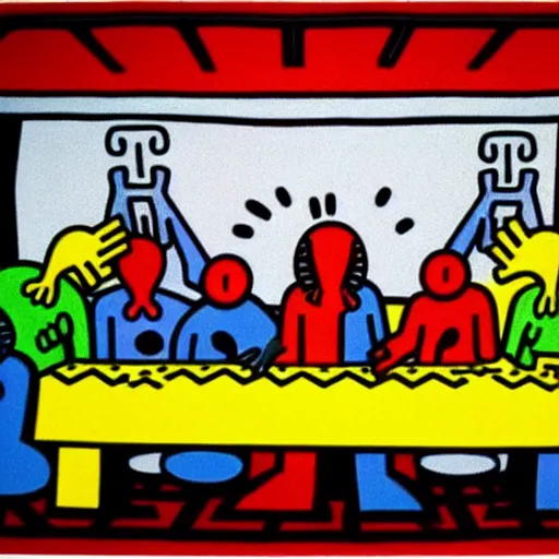 Image similar to The last supper, by Keith Haring