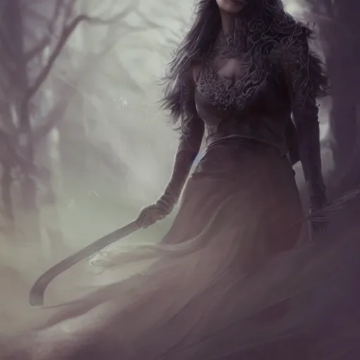 Image similar to stunning otherworldly viking queen of beauty, dark and mysterious, atmospheric, ominous, eerie, cinematic, Epic, 8k, 4k, ultra detail, ultra realistic, rendered by awesomeness by charlie bowater