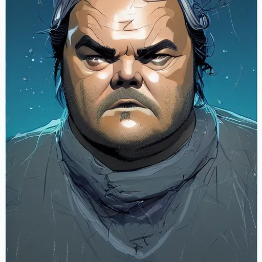 Prompt: a study of cell shaded portrait of jack black concept art, llustration, post grunge, concept art by josan gonzales and wlop, by james jean, Victo ngai, David Rubín, Mike Mignola, Laurie Greasley, highly detailed, sharp focus, alien, Trending on Artstation, HQ, deviantart, art by artgem