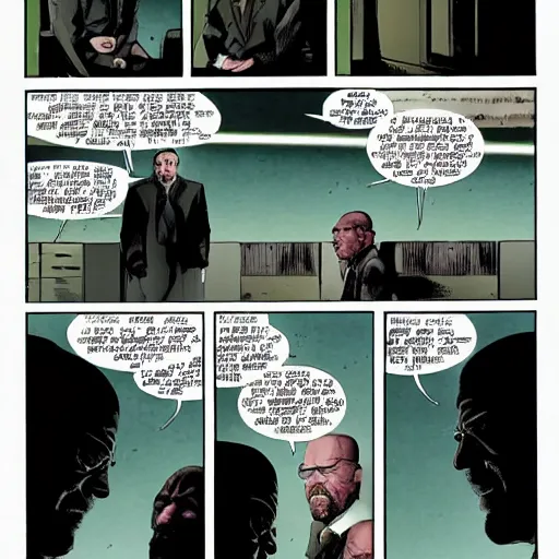 Prompt: dark gritty breaking bad comic book by Garth Ennis RV scene