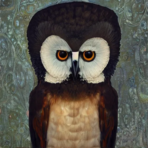 Prompt: bespectacled owl, modigliani, intricate detail, klimt, octane render, unreal engine,