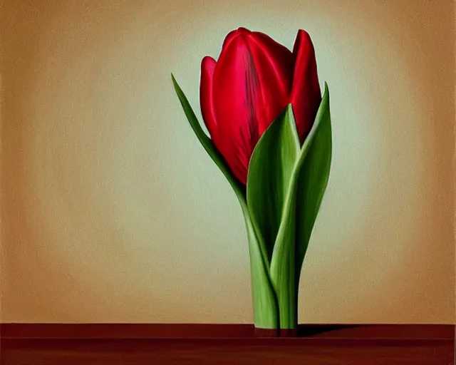 Prompt: rule of thirds inside the tulip, an ultrafine detailed painting by rafal olbinski, behance contest winner, pop surrealism, detailed painting, very detailed, minimalist, skeuomorphic, airbrush art