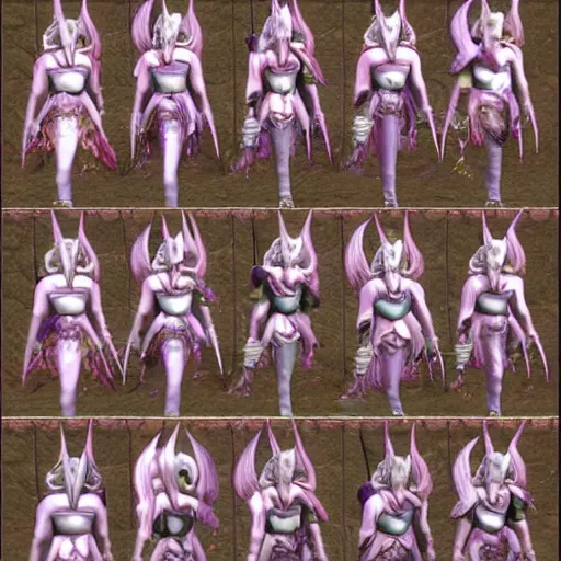 Image similar to Realistic Slaanesh daemonettes from Warhammer in a Total War game, Highly Detailed