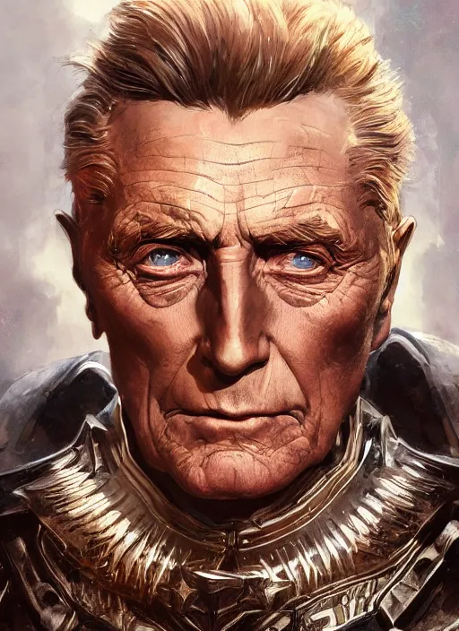 Image similar to frontal Portrait of Kirk Douglas film star, marvel comics, dark, intricate, highly detailed, smooth, artstation, digital illustration by Ruan Jia and Mandy Jurgens and Artgerm and Wayne Barlowe and Greg Rutkowski and Frank Frazetta