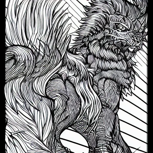 Prompt: manticore, line art, detailed