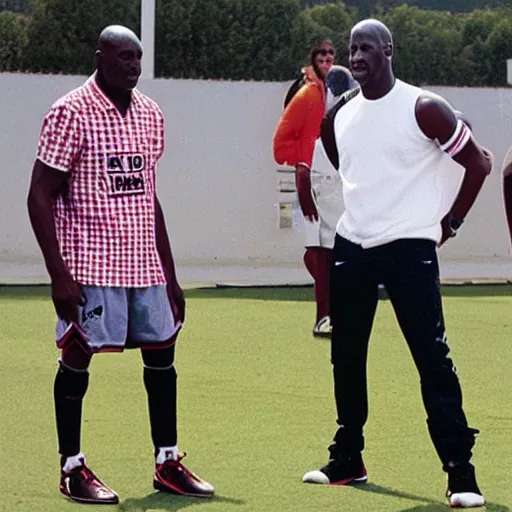 Image similar to michael jordan visiting the campos de sport del sardinero in santander