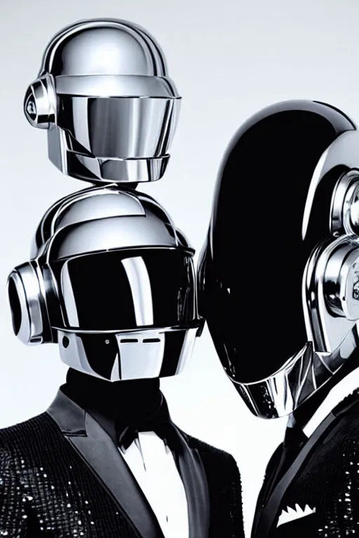 Prompt: the daft punk revealing their faces