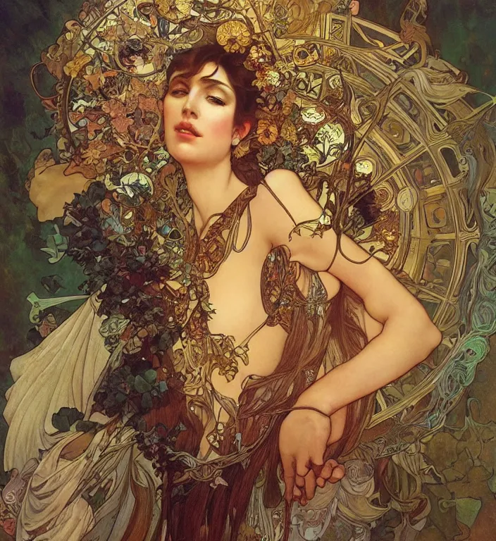 Prompt: unreal engine render + a goddess, smooth, coherent, high detailed, by Karol Bak outlines by Alphonse Mucha, featured on artstation, instagram HD, unreal engine