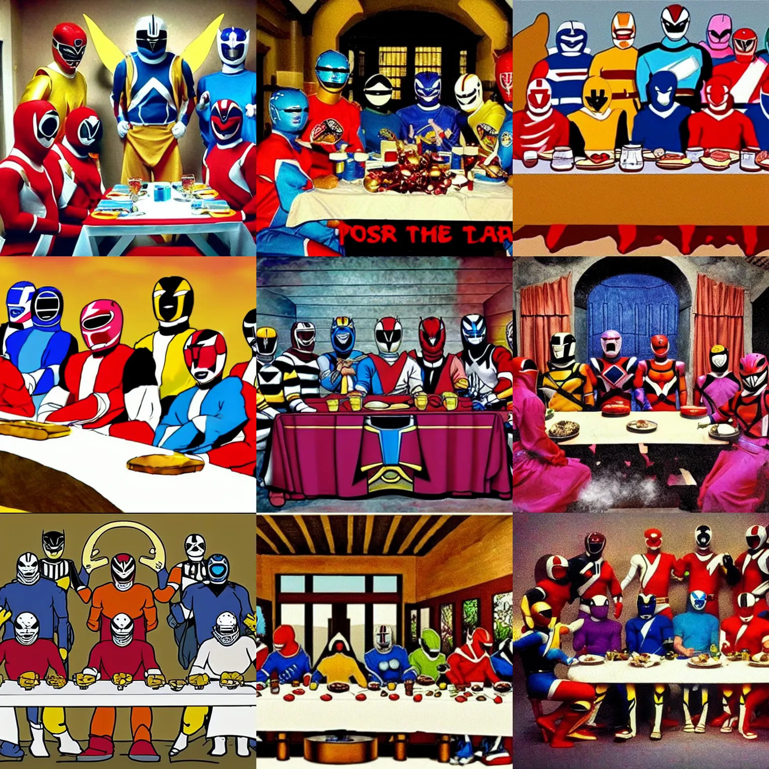 Prompt: The Last Supper featuring the Power Rangers